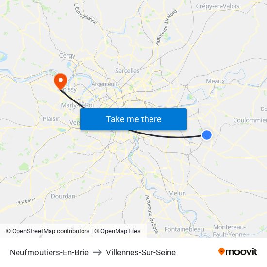 Neufmoutiers-En-Brie to Villennes-Sur-Seine map