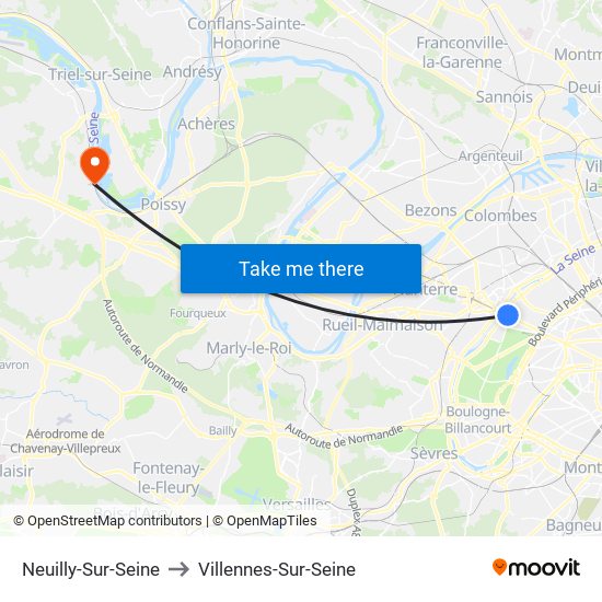 Neuilly-Sur-Seine to Villennes-Sur-Seine map