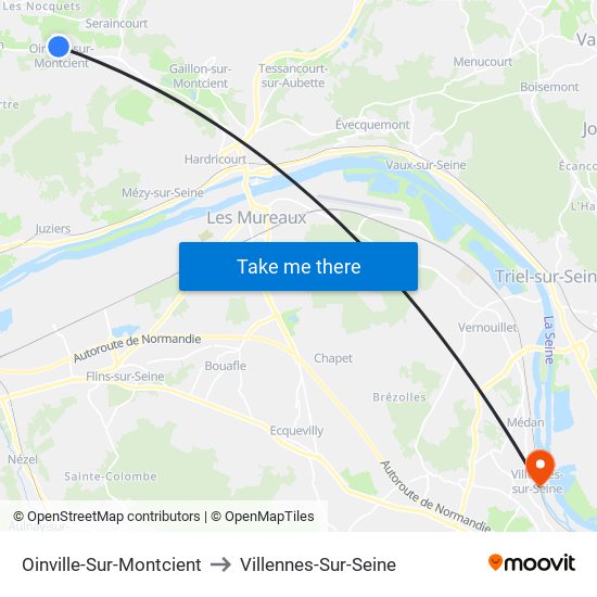 Oinville-Sur-Montcient to Villennes-Sur-Seine map