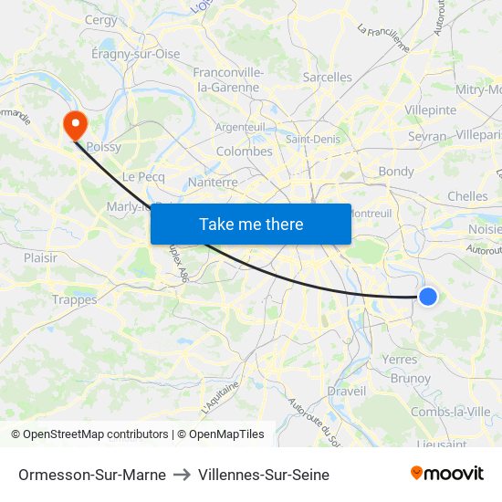 Ormesson-Sur-Marne to Villennes-Sur-Seine map
