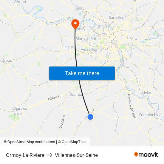 Ormoy-La-Riviere to Villennes-Sur-Seine map