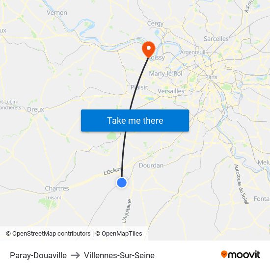 Paray-Douaville to Villennes-Sur-Seine map