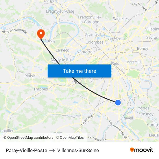 Paray-Vieille-Poste to Villennes-Sur-Seine map