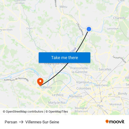 Persan to Villennes-Sur-Seine map