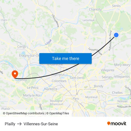 Plailly to Villennes-Sur-Seine map