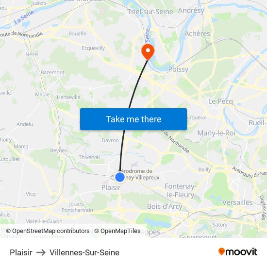 Plaisir to Villennes-Sur-Seine map