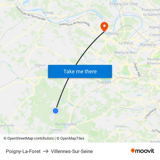 Poigny-La-Foret to Villennes-Sur-Seine map