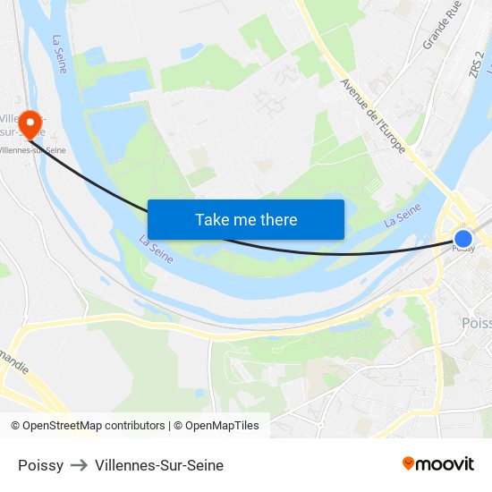 Poissy to Villennes-Sur-Seine map