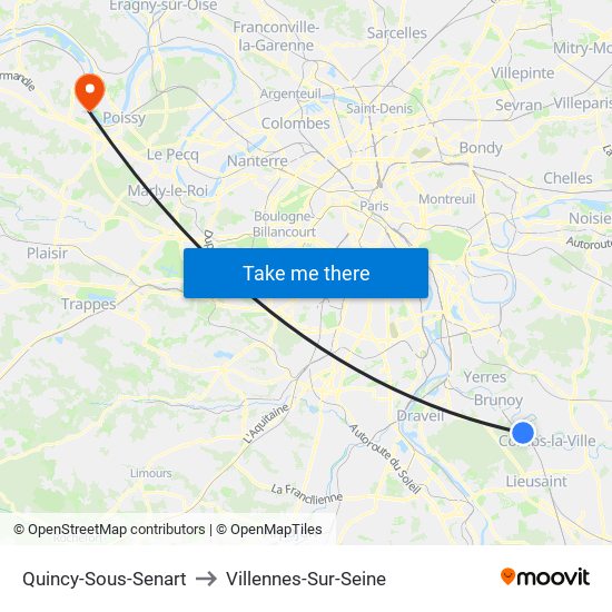 Quincy-Sous-Senart to Villennes-Sur-Seine map