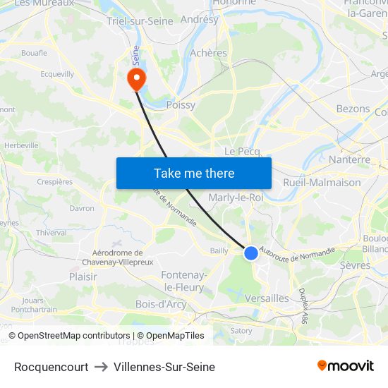 Rocquencourt to Villennes-Sur-Seine map