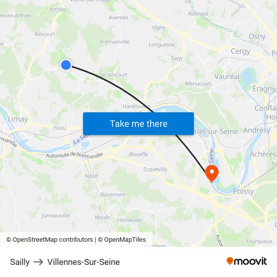 Sailly to Villennes-Sur-Seine map