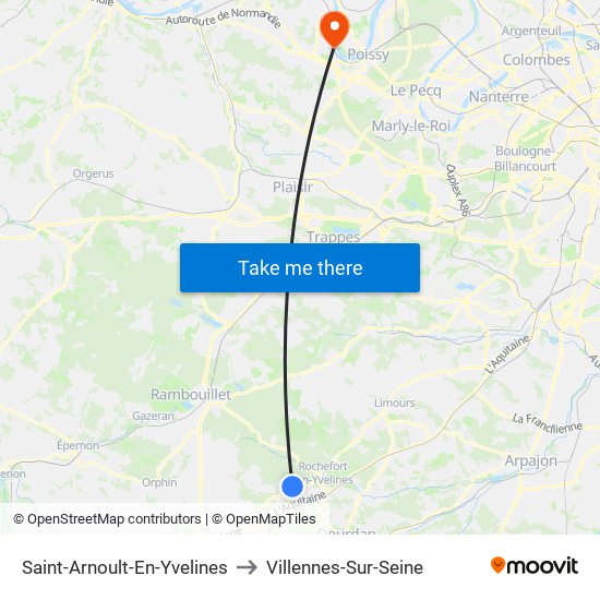 Saint-Arnoult-En-Yvelines to Villennes-Sur-Seine map