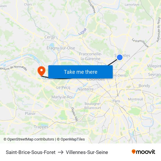 Saint-Brice-Sous-Foret to Villennes-Sur-Seine map