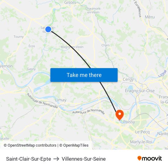 Saint-Clair-Sur-Epte to Villennes-Sur-Seine map