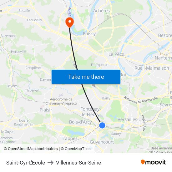 Saint-Cyr-L'Ecole to Villennes-Sur-Seine map