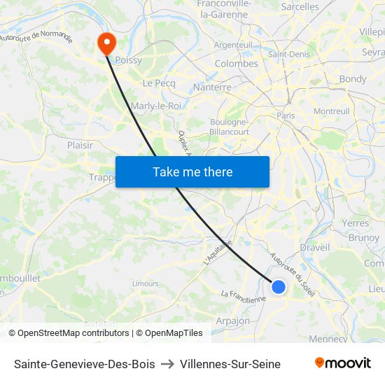 Sainte-Genevieve-Des-Bois to Villennes-Sur-Seine map