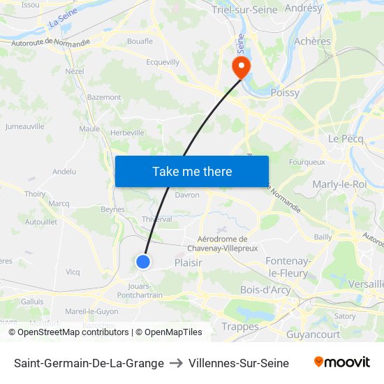 Saint-Germain-De-La-Grange to Villennes-Sur-Seine map