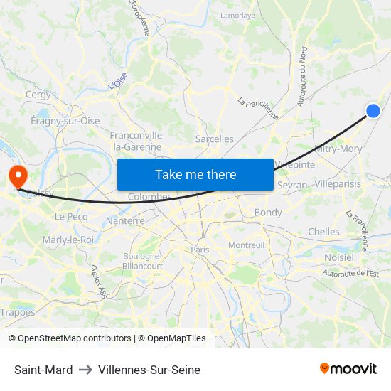 Saint-Mard to Villennes-Sur-Seine map