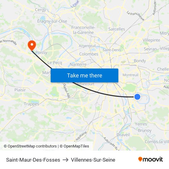 Saint-Maur-Des-Fosses to Villennes-Sur-Seine map