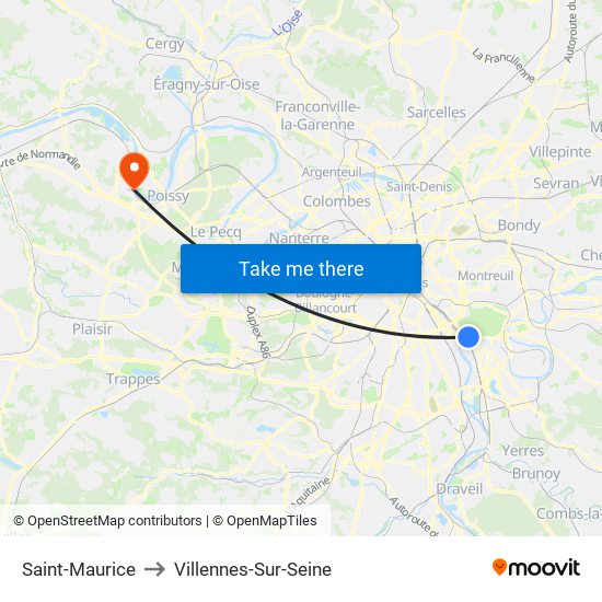 Saint-Maurice to Villennes-Sur-Seine map