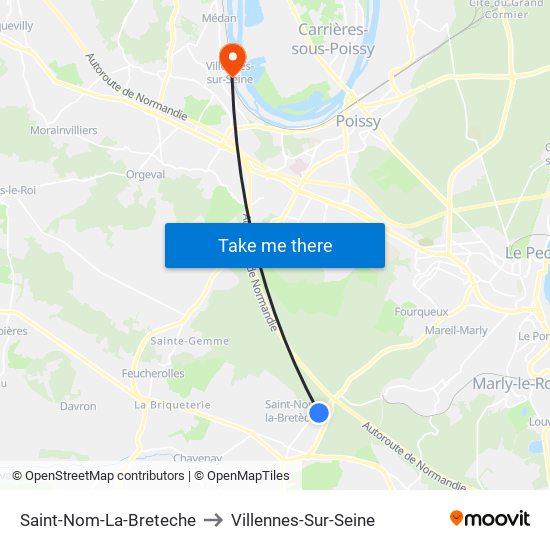 Saint-Nom-La-Breteche to Villennes-Sur-Seine map