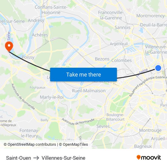Saint-Ouen to Villennes-Sur-Seine map