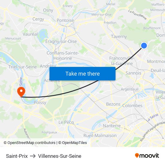 Saint-Prix to Villennes-Sur-Seine map