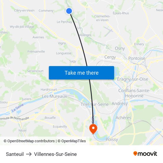Santeuil to Villennes-Sur-Seine map