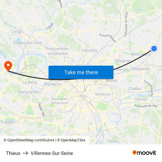 Thieux to Villennes-Sur-Seine map