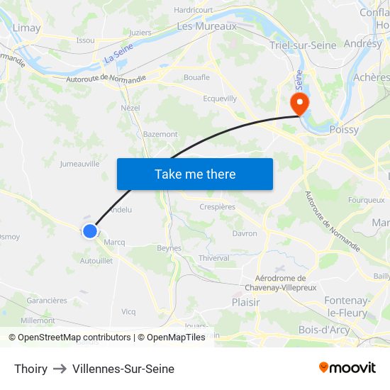 Thoiry to Villennes-Sur-Seine map