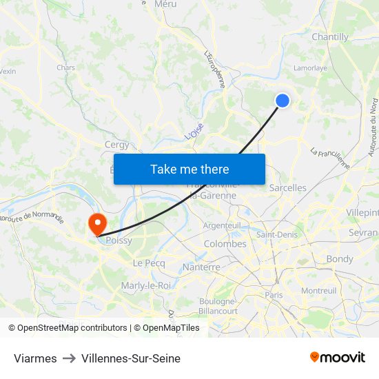 Viarmes to Villennes-Sur-Seine map
