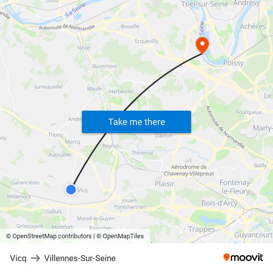 Vicq to Villennes-Sur-Seine map