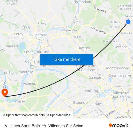 Villaines-Sous-Bois to Villennes-Sur-Seine map