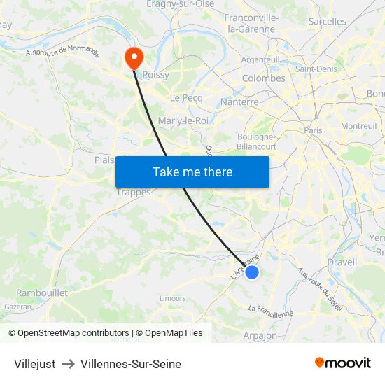 Villejust to Villennes-Sur-Seine map