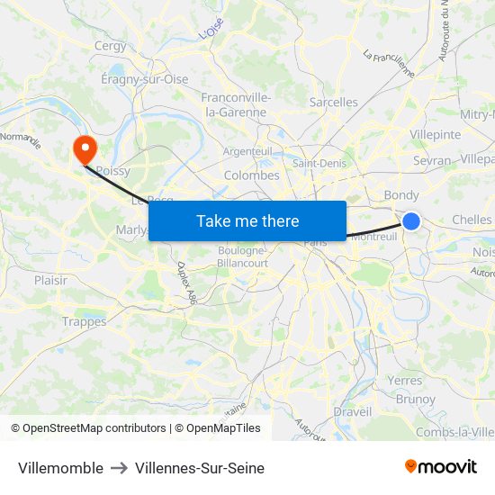 Villemomble to Villennes-Sur-Seine map