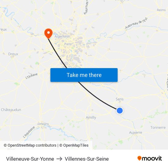 Villeneuve-Sur-Yonne to Villennes-Sur-Seine map