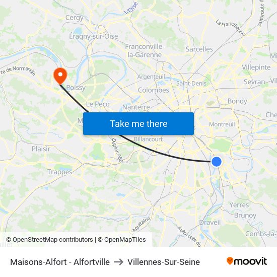 Maisons-Alfort - Alfortville to Villennes-Sur-Seine map