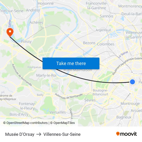 Musée D'Orsay to Villennes-Sur-Seine map