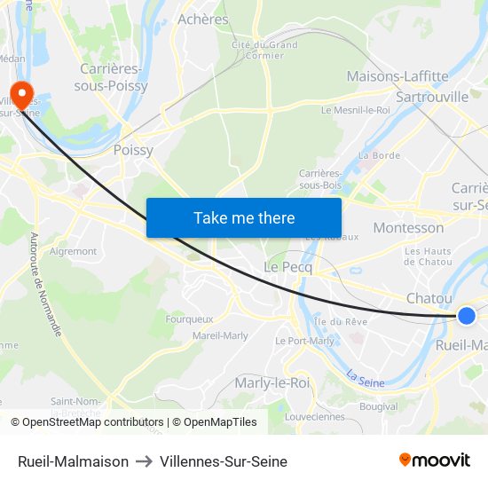 Rueil-Malmaison to Villennes-Sur-Seine map