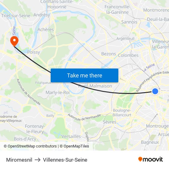 Miromesnil to Villennes-Sur-Seine map