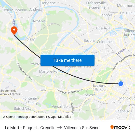 La Motte-Picquet - Grenelle to Villennes-Sur-Seine map