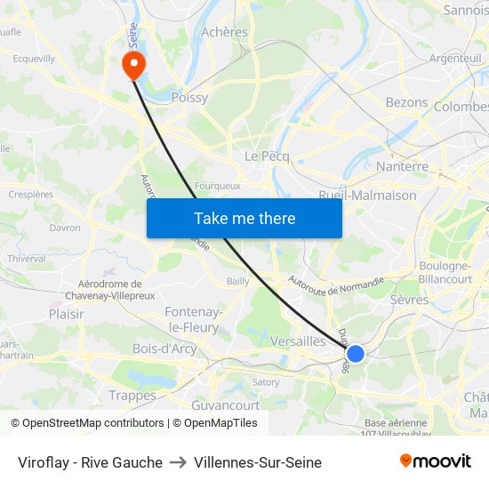 Viroflay - Rive Gauche to Villennes-Sur-Seine map