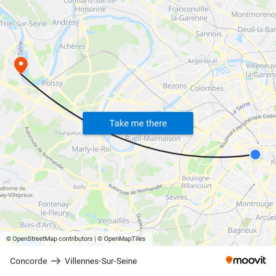 Concorde to Villennes-Sur-Seine map