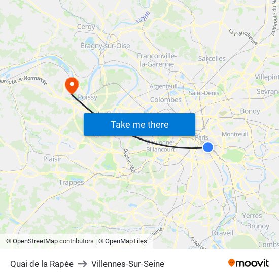 Quai de la Rapée to Villennes-Sur-Seine map