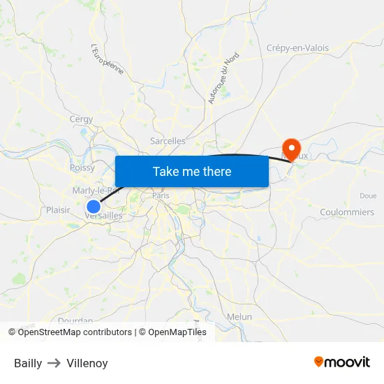 Bailly to Villenoy map