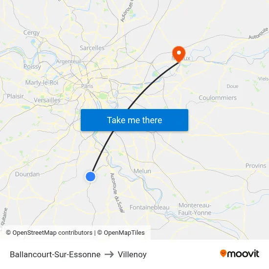 Ballancourt-Sur-Essonne to Villenoy map