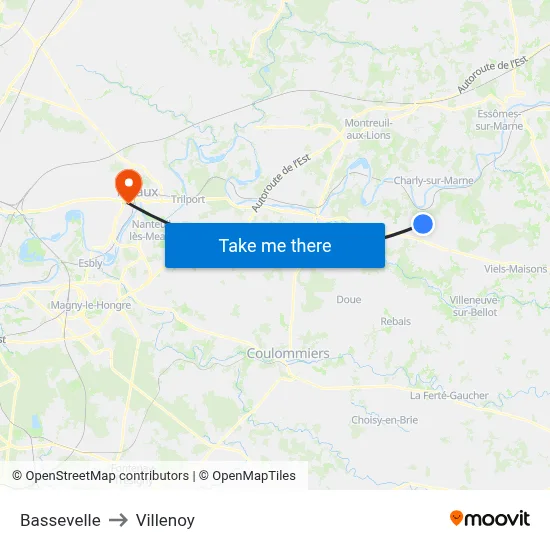Bassevelle to Villenoy map