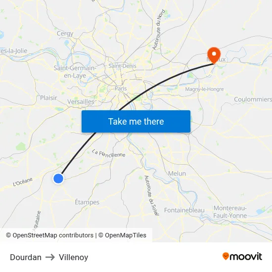 Dourdan to Villenoy map