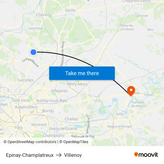 Epinay-Champlatreux to Villenoy map