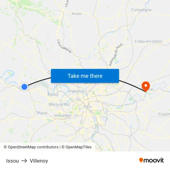 Issou to Villenoy map